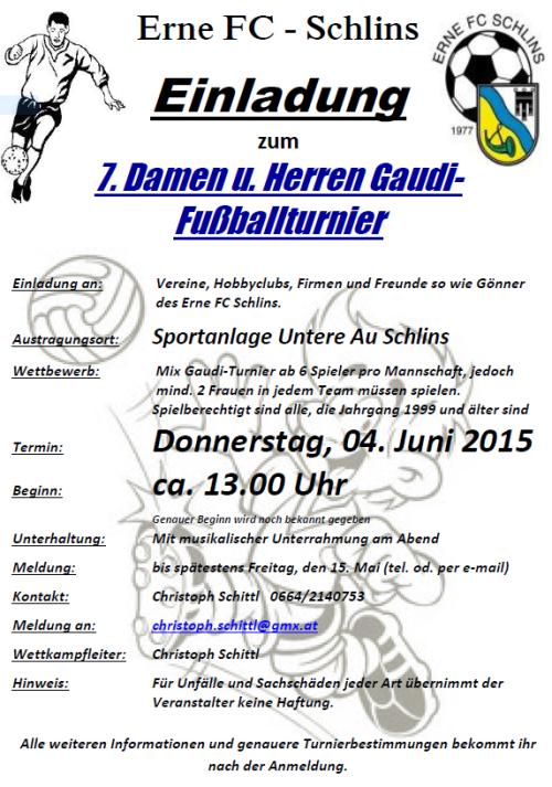 Einladung Damen und Herren Gaudi-Fußballturnier Einladung Damen und Herren Gaudi-Fußballturnier