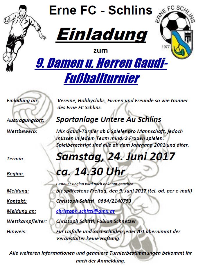 Einladung zum 9. Gaudi-Fussbalturnier